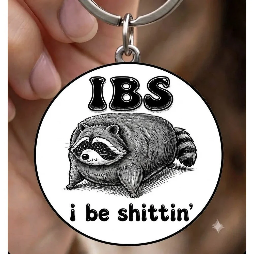 Cute Chubby Raccoon Funny Animal Stainless Keychain Art Cute Joke Art Cartoon